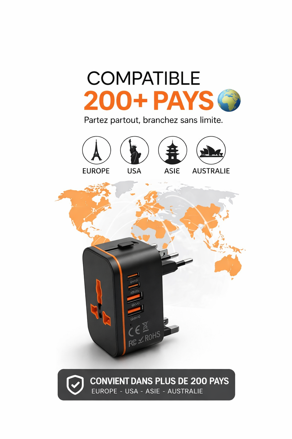 Chargeur Universel Voyage – Compact & Puissant ⚡🌍