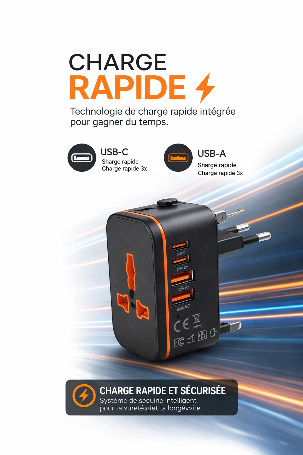 Chargeur Universel Voyage – Compact & Puissant ⚡🌍