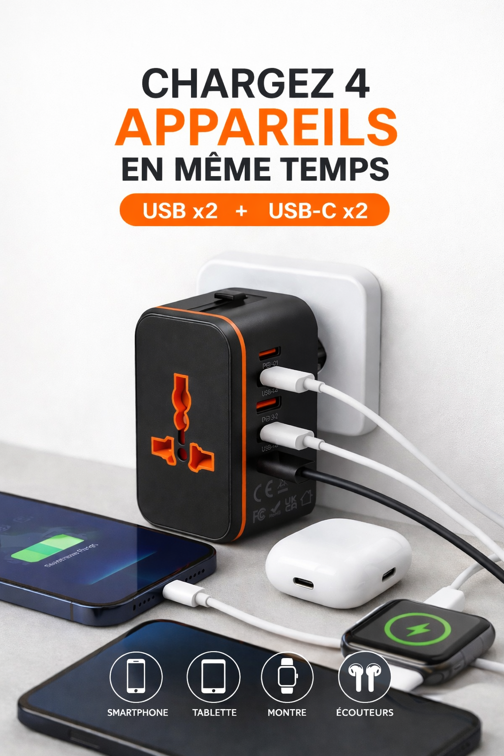 Chargeur Universel Voyage – Compact & Puissant ⚡🌍